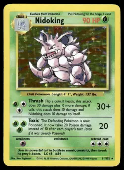 Nidoking 11/102 Base Set Unlimited Holo Rare NM EBAY LIVE MONDAY - Image 1