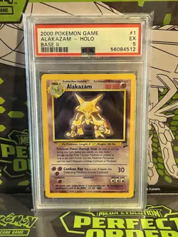 2000 POKEMON GAME ALAKAZAM - HOLO BASE II PSA 5 - Image 1
