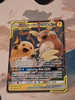 Raichu & Alolan Raichu GX Ultra Rare 54/236 NM - 2019 Pokemon TCG Unified Minds - Image 1