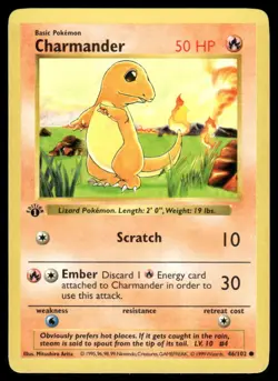 Charmander 46/102 1st Edition Base Set Shadowless Common NM EBAY LIVE MONDAY - Image 1