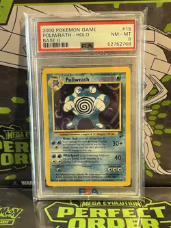 2000 POKEMON GAME POLIWRATH - HOLO BASE II PSA 8 - Image 1
