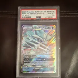 Pokemon Alolan Sandslash GX SM Black Star Promo Stage 1 English SM236 PSA 10 - Image 1
