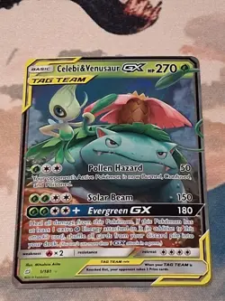 Celebei & Venusaur GX Tag Team Ultra Rare 1/181 LP - 2019 Pokemon TCG Team Up - Image 1