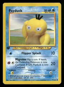 Psyduck 79/105 Common Neo Destiny Pokemon 1st Edition Heavily Played - Image 1