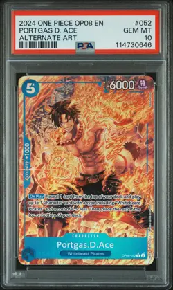 2024 ONE PIECE PORTGAS.D.ACE TWO LEGENDS OP08-052 ALT ART PARALLEL PSA 10 - Image 1