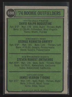 1974 Topps #598 1974 Rookie Outfielders - Ken Griffey - NM/MT+ Set Break! RC - Image 2