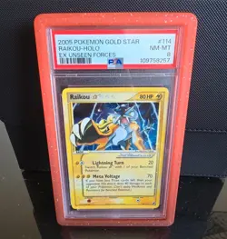 Raikou Gold Star 114/115 EX Unseen Forces 2005 Pokemon TCG Card Holo NM-MT PSA 8 - Image 1