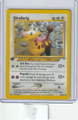 1st Edition Girafarig 66/105 Neo Destiny Regular WOTC Pokemon Trading Card - Image 1
