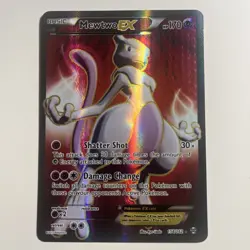 Pokemon Mewtwo-EX TCG Full Art Ultra Rare Holo Card Breakthrough 158/162 Played - Image 1
