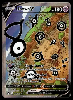 Unown V (Alternate Full Art) 177/195 SWSH12: Silver Tempest Pokemon - Image 1