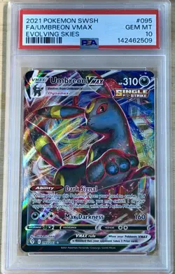 2021 Pokemon SWSH Evolving Skies #095 FA Umbreon VMax PSA 10 GEM 💎 MINT - Image 1