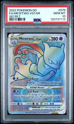 2022 POKEMON GO FA/MEWTWO VSTAR #079 SECRET PSA 10 GEM MT - Image 1