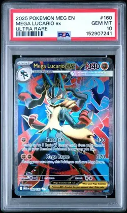 2025 POKEMON MEG EN-MEGA EVOLUTION ULTRA RARE #160 MEGA LUCARIO EX PSA 10 - Image 1