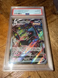 2021 Pokemon Umbreon VMAX Fill Art Evolving Skies #095 SWSH PSA 10 Gem Mint - Image 1