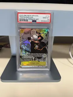 2025 ONE PIECE OP10-ROYAL BLOOD MANGA ALTERNATE ART #119 TRAFALGAR LAW PSA 10 - Image 1
