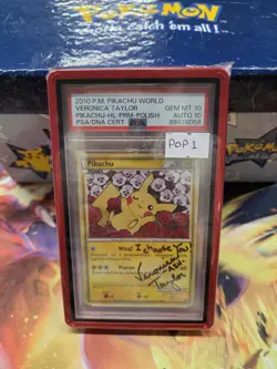 Pokemon Pikachu World Collection 2010 Polish PSA 10 Auto 10 Veronica Taylor POP1 - Image 1