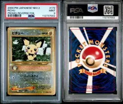2000 Pokemon Japanese Neo File 2 Pichu Promo #172 Rev Foil Holo - PSA 9 - Swirl - Image 3
