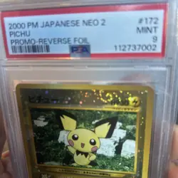 2000 Pokemon Japanese Neo File 2 Pichu Promo #172 Rev Foil Holo - PSA 9 - Swirl - Image 4