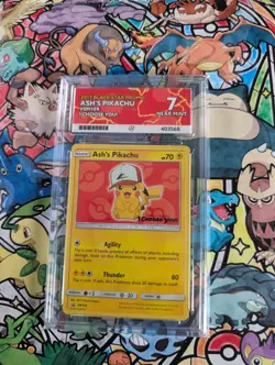 Pokemon TCG Ash's Pikachu Promo SM109 Pokemon I Choose You Ace Graded 7 - NM - Image 1