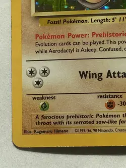 Aerodactyl 60 HP Holo Rare Pokemon TCG Fossil 1/62 1999 WOTC Unlimited Card - Image 3