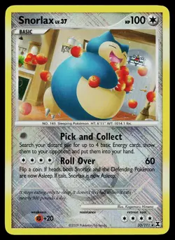 Pokemon Card - Snorlax League Promo Rising Rivals 33/111 Reverse Holo Crosshatch - Image 1