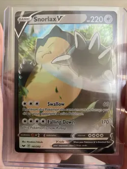 Pokemon TCG Snorlax v Sword & Shield Base Set Holo Ultra Rare Card 141/202 - Image 1