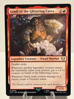 Gimli of the Glittering Caves 32 R Commander: The Lord of the Rings NM MTG - Image 1