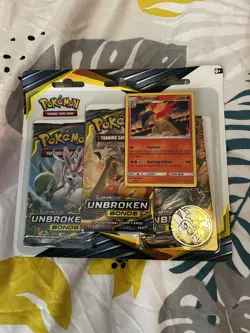Pokemon TCG - S&M Unbroken Bonds - Triple Blister Pack - New & Sealed Typhlosion - Image 1