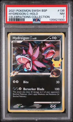 Hydreigon C Holo 138 Celebrations Collection Pokemon PSA 7 *900 - Image 1