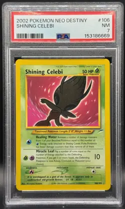 Pokemon TCG PSA 7 Shining Celebi Neo Destiny Unlimited Holo Secret Rare #106 - Image 1