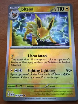 Pokemon TCG Jolteon EX Prismatic Evolutions English Masterball 029 NM - Image 1