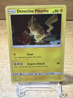 Detective Pikachu 10/18 Rare Detective Pikachu Pokemon LP - Image 1