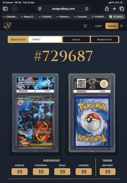 Pokemon TCG Mega Charizard X EX 125/094 - Ace 10 PERFECT SUBGRADES, Guard Incl. - Image 3