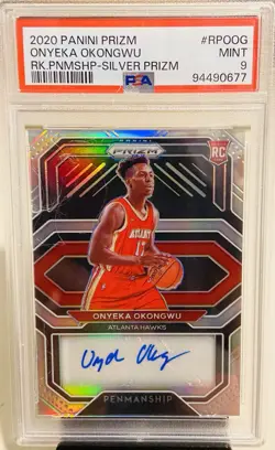 Onyeka Okongwu 2020-21 Panini Prizm Silver Prizm Rookie Auto RC, PSA 9 🏀🔥✍🎨 - Image 1