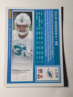 2025 Panini Donruss Optic - Autographe Rookie Card Ollie Gordon II #191/199 - Image 3