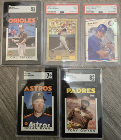5 Card Graded Lot Cal Ripken, Barry Bonds, Nolan Ryan, Tony Gwynn, Mark Grace - Image 1
