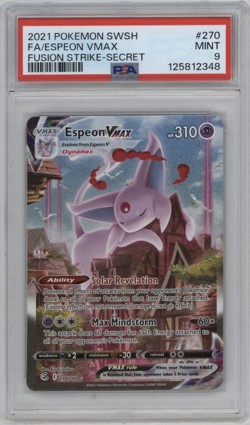 2021 POKEMON SWORD & SHIELD FUSION STRIKE SECRET #270 FULL ART/ESPEON VMAX PSA 9 - Image 1