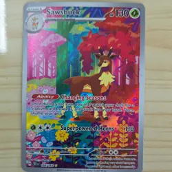 Pokemon Sawsbuck 166/162 SV05: Temporal Forces Illustration Rare Full Art Holo - Image 1