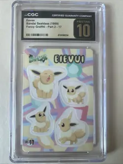 Eevee Pokemon Bandai Fancy Graffiti Sealdass 1999 #17 CGC Pristine 10 - Image 1