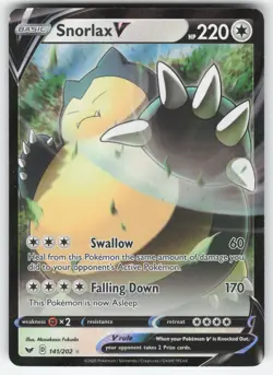 Snorlax V 141/202 Pokemon TCG Sword & Shield Base Set NM - Image 1
