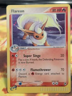 Pokemon Flareon 2003 5/100 Holo EX Sandstorm HP-DAMAGED - Image 1