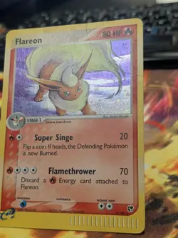 Pokemon Flareon 2003 5/100 Holo EX Sandstorm HP-DAMAGED - Image 2
