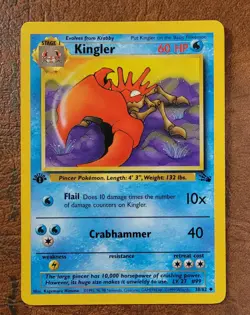 Kingler #38/62 Fossil 1st Edition Pokemon TCG - Image 1