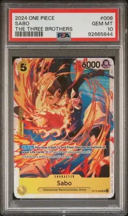 PSA 10 Sabo ST13-008 SR The Three Brothers' One Piece Graded Gem Mint Card - Image 1