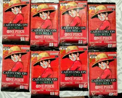 8x ENGLISH One Piece TCG: Carrying On His Will - Booster Pack lot OP-13 - Image 1