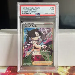 PSA 9 MARNIE'S PRIDE 171/172 FULL ART TRAINER BRILLIANT STARS POKEMON CARD - Image 1
