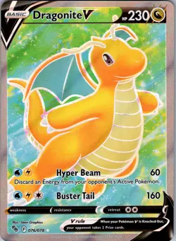 Dragonite V (Full Art) Ultra Rare Pokemon GO 076/078 Near Mint - Image 1