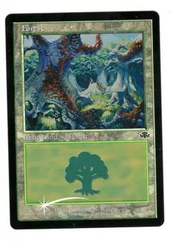 MTG Forest 411 Foil Retro Frame Dominaria Remastered Magic The Gathering TCG - Image 1