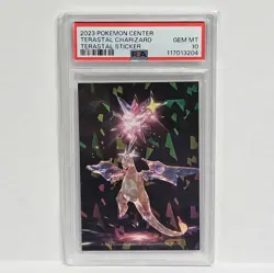 2023 Pokemon Center Terastal Sticker Terastal Charizard Holo Foil PSA 10 - Image 1