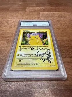 Pikachu 1st edition Red Cheeks SIGNED Veronica Taylor Pokemon 58/102 PSA w/ LOA - Image 4